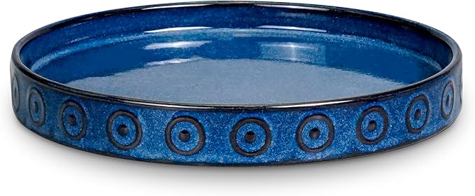 Plant Pot Saucer - 11.4 Inch Plant Saucer for Outdoors Ceramic Plant Tray for Indoors No Holes Large Plant Drip Trays Round Flower Pot Saucer Plant Dishes to Catch Water Blue