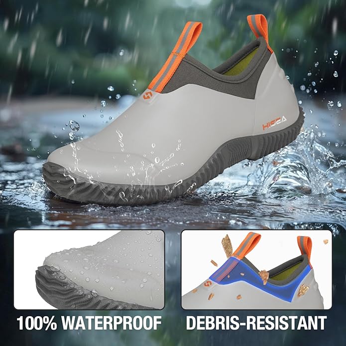 HISEA Waterproof Garden Shoes for Women Neoprene Slip-On Rubber Rain Footwear Short Ankle Booties