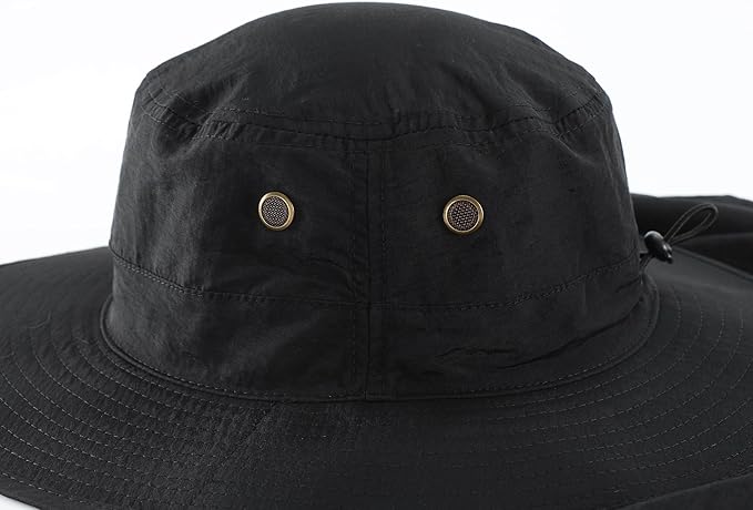 Home Prefer UPF50 Mens Sun Hat with Neck Flap Quick Dry UV Protection Cap Womens Wide Brim Fishing Hat Neck Flap Beach Garden
