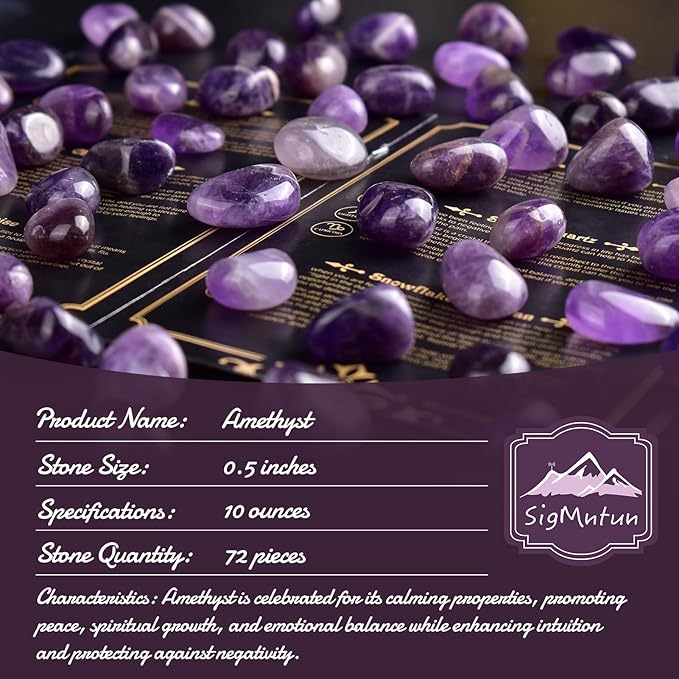 Polished Amethyst Crystals - 0.5" 10 oz Handpicked Natural Tumbled Gemstones Rocks, Pebbles for Reiki, Chakra, Healing Home Decor