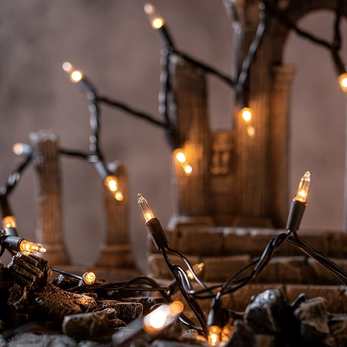 YULETIME 200 Clear Christmas Lights with Brown Wire, Pack of 2 Strands of 21 ft 100 Count UL Certified Incandescent Mini String Light (Clear - Brown Wire)