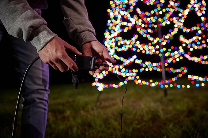 Fairybell - Flagpole LED Christmas Tree - Outdoor Christmas Decorations - Luminous Switch - 1,500LED Tree - 13ft - Suitable for Existing Flagpoles - Outdoor Lighting