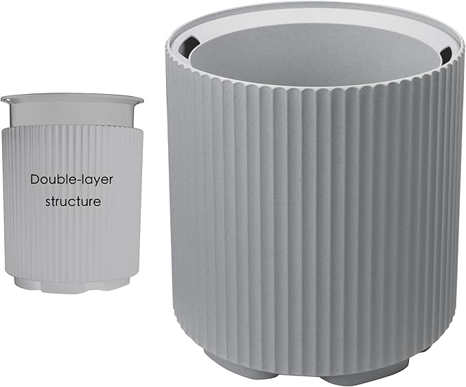 Kozyard Round Planter 16’’H Plant Pots for Indoor Outdoor Porch, Patio, Backyard Planters with Water Reservoir Modern Décor for Tall Plants, Flowers (16inch/Cement Gray)