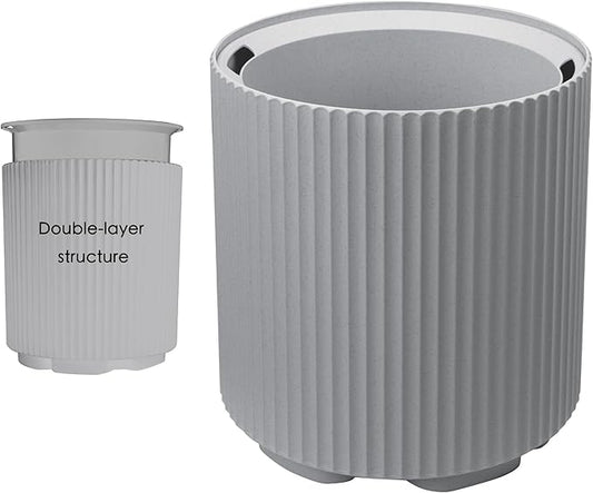 Kozyard Round Planter 16’’H Plant Pots for Indoor Outdoor Porch, Patio, Backyard Planters with Water Reservoir Modern Décor for Tall Plants, Flowers (16inch/Cement Gray)