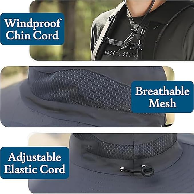 Solar Fan Hat Wide Brim Solar Fan Hat Outdoor Sun Hats for Men Women Fishing Hat with Removable & USB Charging Fan Khaki