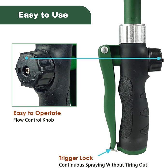 Heavy Duty 28 Inch Watering Wand with Pivoting Head, Adjustable Garden Hose Water Sprayer Wand with Ergonomic Handle, Spray 6 Watering Patterns, Perfect for Watering Seedling Beds, Flowers