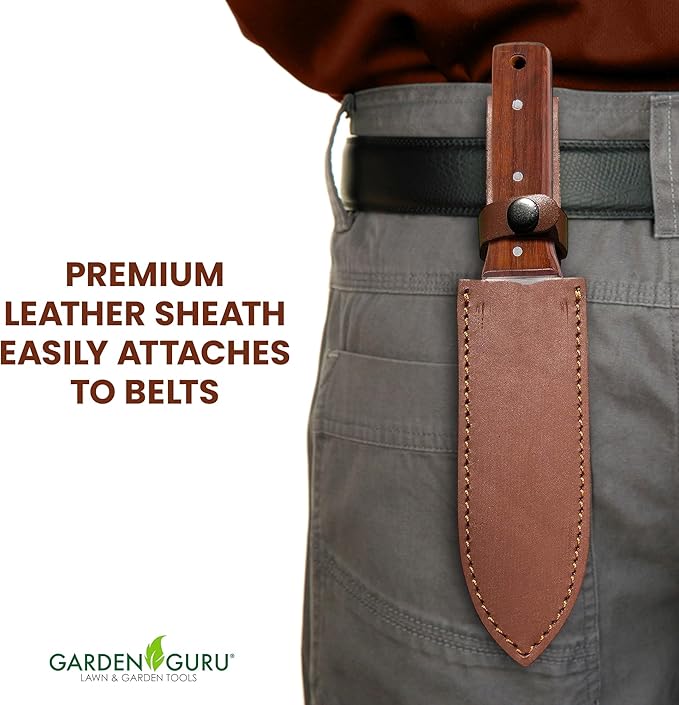 Garden Guru Hori Hori Garden Knife Supreme Set for Weeding, Digging, and Cultivating - Stainless Steel Full Tang Blade | Marks for Measuring Planting Depth | Premium Leather Sheath - 1 Case (30 Pcs)