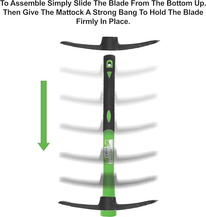 WilFiks Pick Mattock, 15" Heavy Duty Pick Axe Hand Tool with Forged Heat Treated Carbon Steel, Adze Hoe for Weeding, Prying and Digging Anti-Slip Grip, Fiberglass Ergonomic Shock Reduction Handle