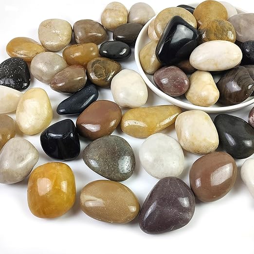 40LB Colorful River Rocks for Landscaping,1-2.2 Inch Mixed Color Pebbles for Garden Landscaping, Decorative River Rocks for Fish Tank, Aquarium, Vase Filling, Outdoor Decorative River Rocks