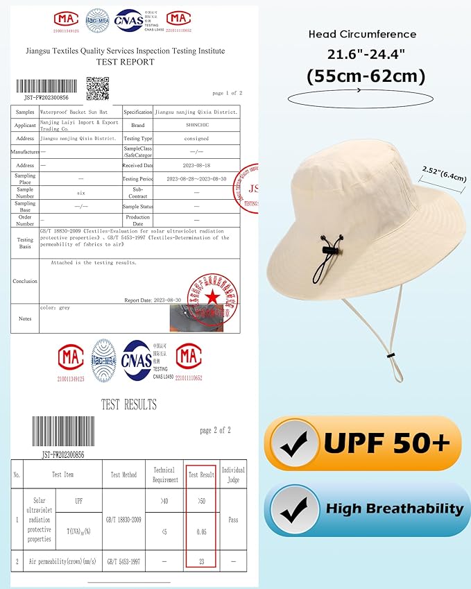 Water-Resistant Sun UPF 50+ Bucket Hat Protection Packable Brimmed Boonie for Women Men Summer Lightweight Hiking Outdoor Cap