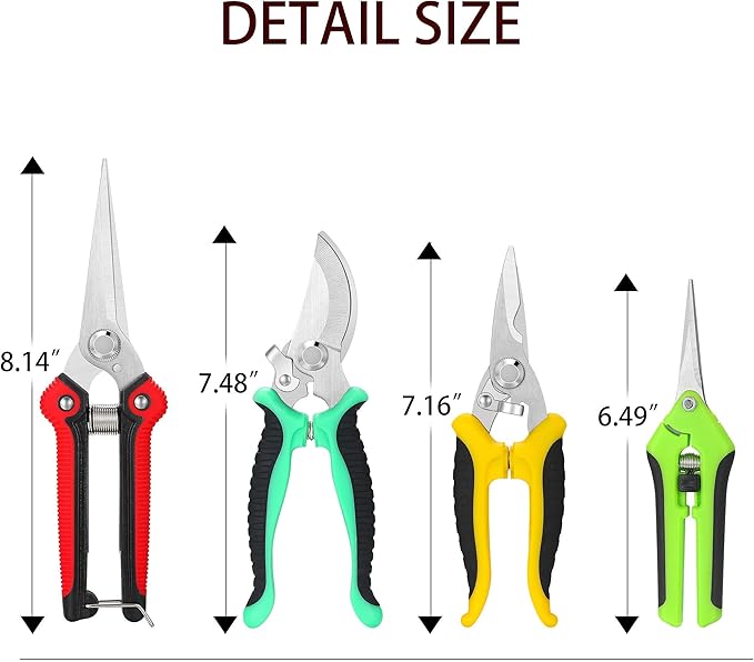 5‑Piece Garden Pruning Shears Set with Gloves & Storage Bag – Stainless Steel Trimming Scissors for Flowers, Herbs & Small Branches – Ergonomic Gardening Tools Kit (Multi-color)