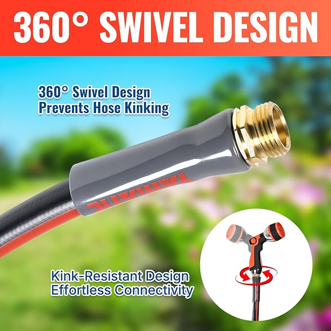 YAMATIC Female to Female Short Garden Hose 5/8 in x 5 ft, 2 in 1 Dual Use Heavy Duty Leader Hose with Solid Brass Connector, All-Weather Water Hose, Burst 300 PSI