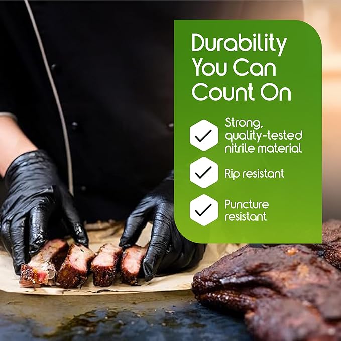 Inspire Black Nitrile Gloves HEAVY DUTY 6 Mil Nitrile Chemical Resistant Medical Cooking Cleaning Disposable Black Gloves