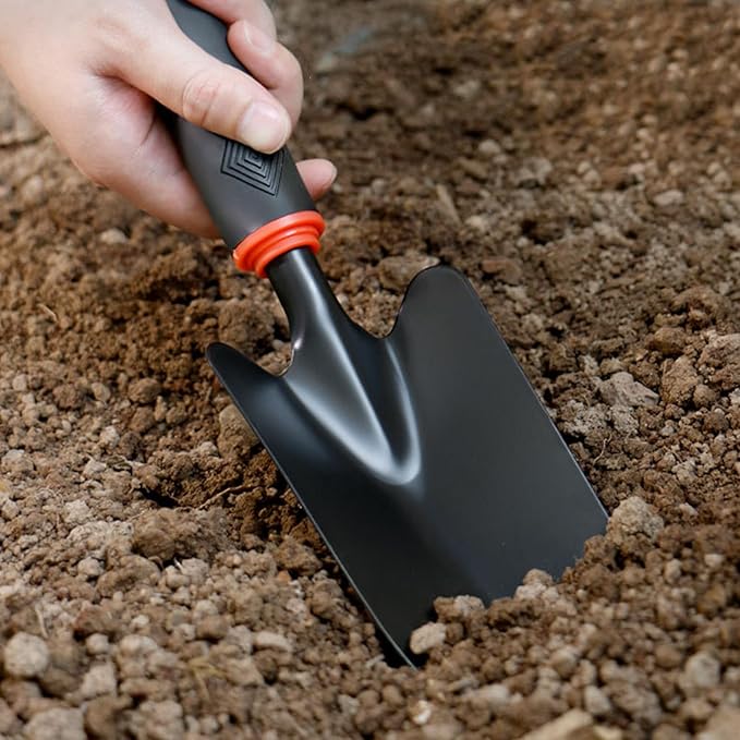 Garden Tool Shovel for Digging Gardening Trowel for Lawn Planting Stainless Steel Spade Rubber Handle Anti Slippery