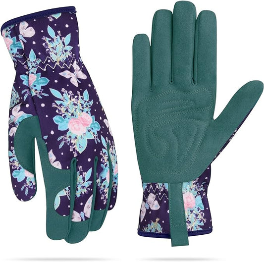 Womens Gardening Weeding Working Gloves, Leather Garden Glove for Women Thorn Proof No Stab for Digging, Planting,Pruning