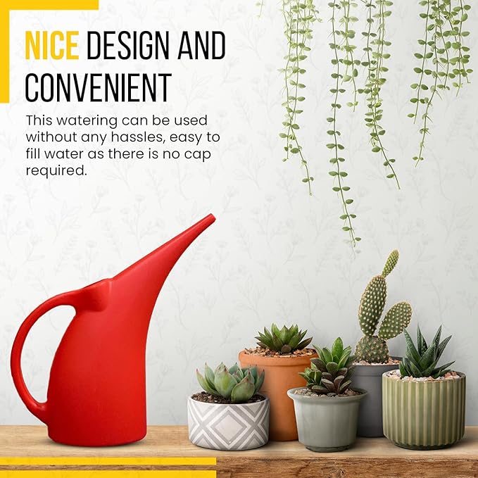 KP KOOL PRODUCTS (1 Pack) 1/2 Gallon Mini Watering can for Outdoor Plants Flower BPA Free (Red)