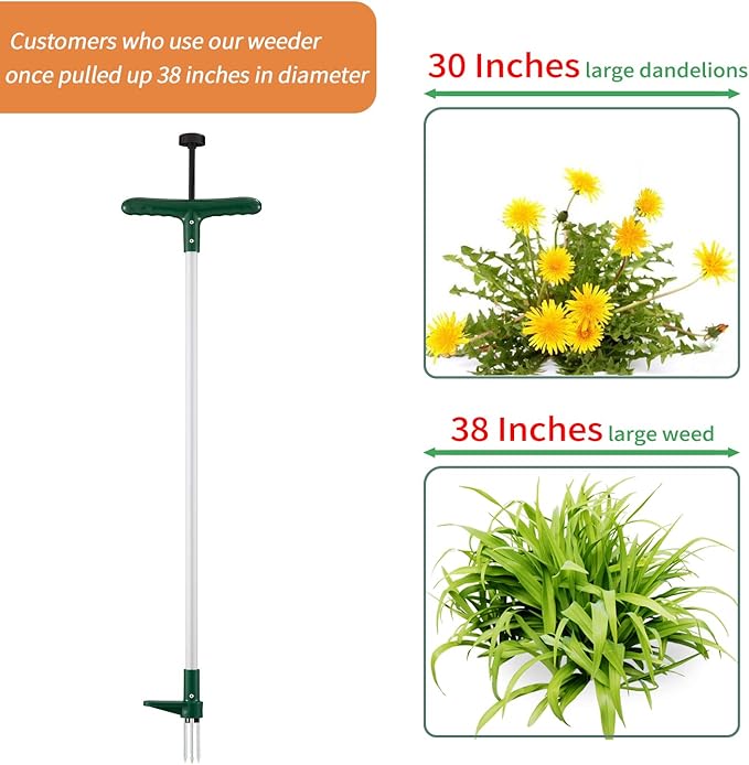 Walensee Stand Up Weeder and Weed Puller, Stand up Manual Weeder Hand Tool with 3 Claws, Stainless Steel and High Strength Foot Pedal, Weed Puller (Combo Pack - Stand Up Weeder & Hand Weeder)