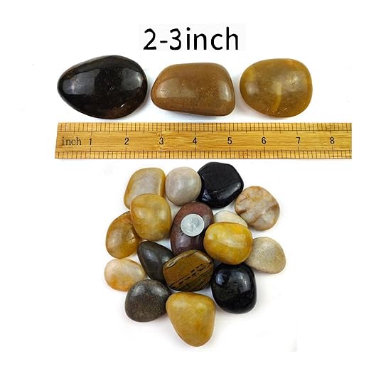 40LB Mixed Color River Rocks - 2-3 inch High Polished Decorative Pebbles, Polished Stones for Landscaping, Natural River Rocks for Outdoor Décor, Plants,Vase Filler,Fish Tank