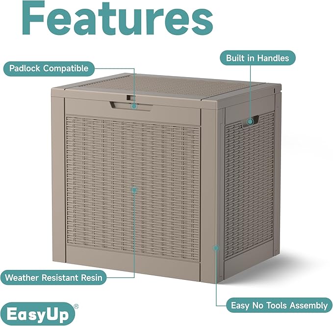 30 Gallon Waterproof Resin Deck Box, UV Resistant Outdoor Storage for Garden, Patio, Porch, Delivery, Grey