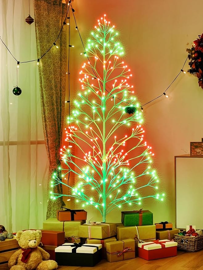 Joomer Christmas Tree Lights,7.6FT 336 LED Birch Tree with Lights Artificial Twig Light with Remote Control Timer Outdoor RGB Light for Christmas Decoration