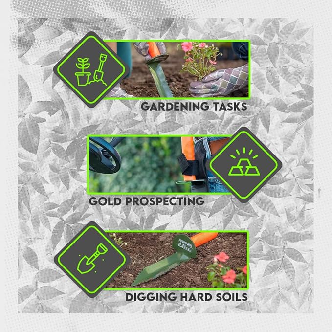 SE Prospector's Serrated Edge Digger Compact Shovel Trowel for Gardening, Metal or Gold Prospecting and Detecting - Includes Carrying Sheath