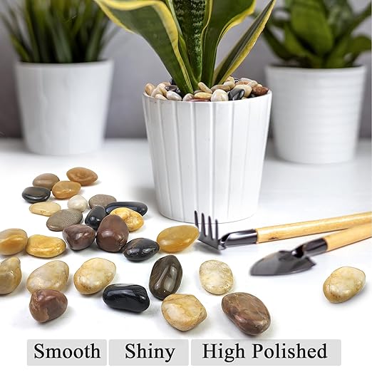 40LB Colorful River Rocks for Landscaping,1-2.2 Inch Mixed Color Pebbles for Garden Landscaping, Decorative River Rocks for Fish Tank, Aquarium, Vase Filling, Outdoor Decorative River Rocks