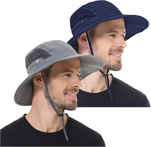 Sun Hat for Men Women UPF 50+ Fishing Hats Waterproof Wide Brim Boonie Bucket Hat for Safari Beach Hiking Garden