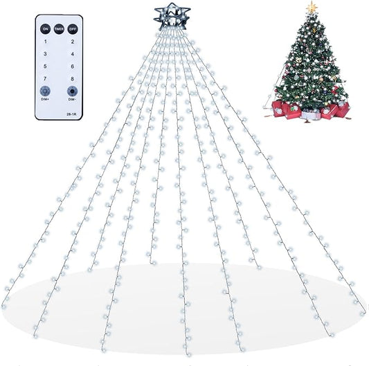 Christmas Tree Lights with Remote 400 LEDs Christmas Lights for Tree with 8 Lighting Modes, Timer and Memory Function, Indoor Outdoor String Lights for 6 ft-10 ft Xmas Tree Decorations(CoolWhite)