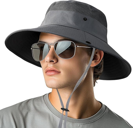 NPQQUAN Sun Hats for Men Women with Neck Flap UPF 50+ UV Protection Wide Brim Bucket Hat Safari Hiking Fishing Hats