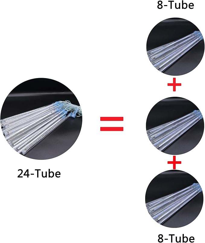 Kwaiffeo 4th of July Decorations Outdoor Red White and Blue Meteor Shower Lights for Patriotic Independence National Memorial Day Decorations, 24 Tubes(Equivalent to 3 Sets of 8-Tubes)