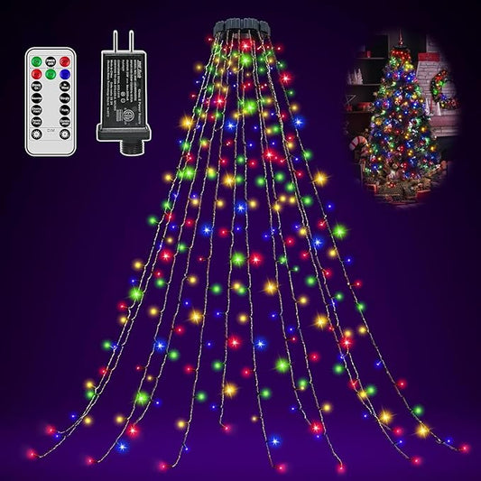 300 LED Christmas Tree Lights with Remote, 8 Lights Modes with Timer& Memory Function, Christmas Lights Waterproof for Outdoor Indoor Christmas Decor (Multicolor)
