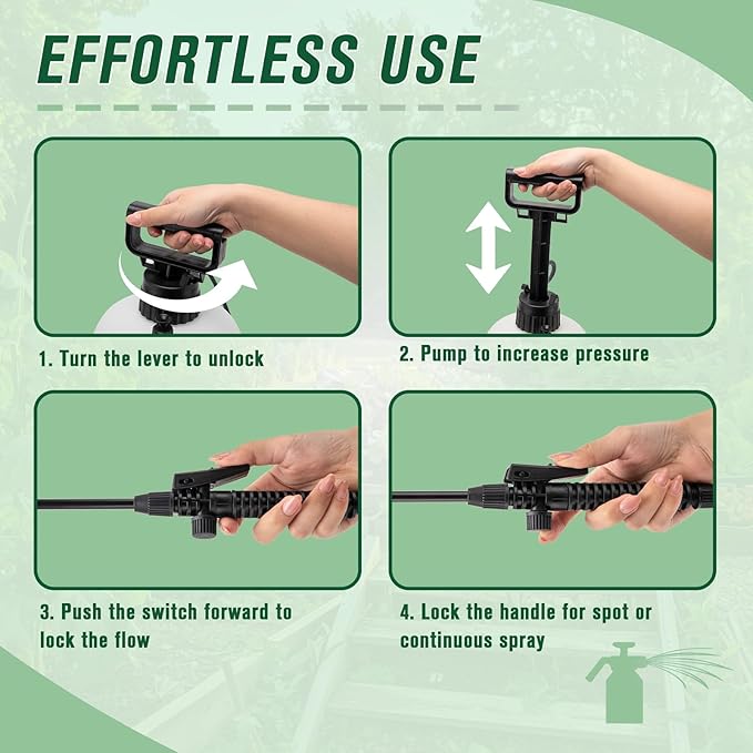 1.3 Gallon Pump Sprayer, 5L Garden Sprayer with Adjustable Nozzles and Shoulder Strap Sprayers in Lawn and Garden for Car Washing, Plants and Cleaning