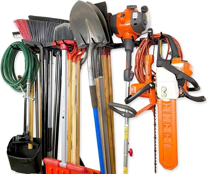 StoreYourBoard Tool Storage Rack – Heavy Duty Garage Tool Organizer Wall Mount for Garden Tools, Rakes, Shovels, Garage Hooks, Steel Gear Hanger Holds 300 lbs