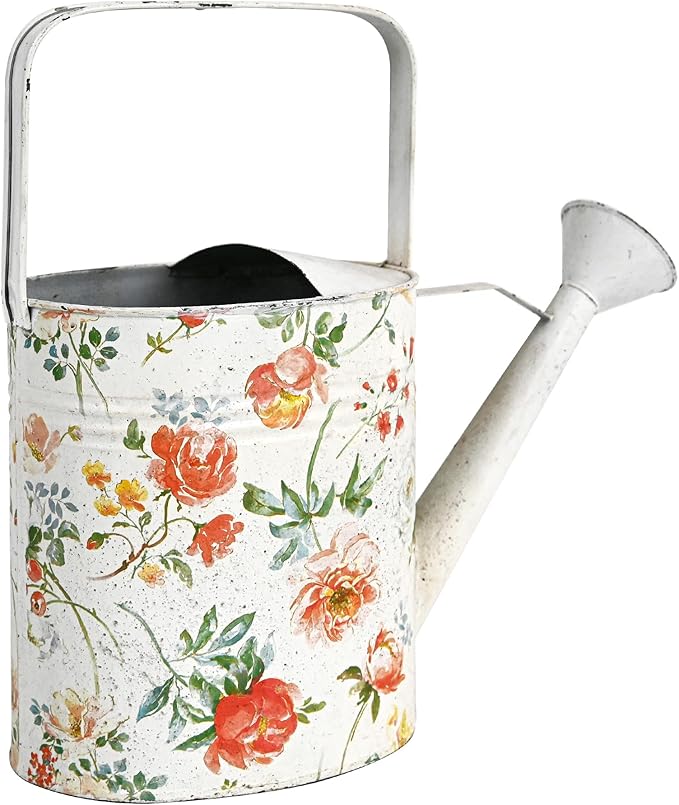 Vintage Metal Flower & Garden Watering Can, Rustic Farmhouse Decorative Watering Pot Planter for Home Patio Backyard Outdoor Plant Care