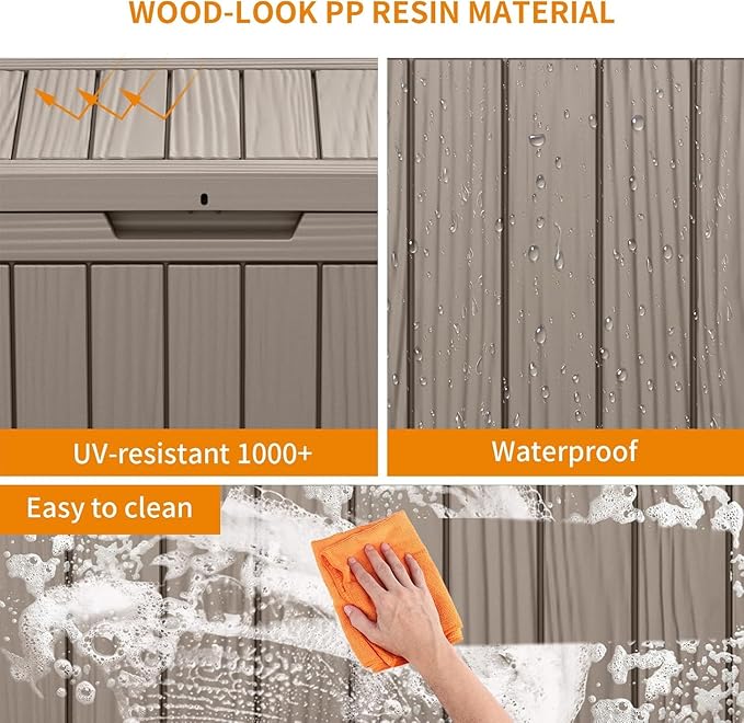 45 Gallon Waterproof Resin Deck Box, UV Resistant Outdoor Storage for Garden, Patio, Porch, Delivery, Beige