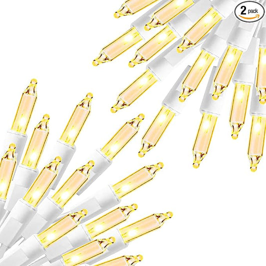Dazzle Bright Warm White Christmas Mini String Lights, 2 Pack Total 60FT 300 Incandescent White Wire Fairy Lights, Waterproof Christmas Decorations for Indoor Outdoor Party Garden Yard Decor