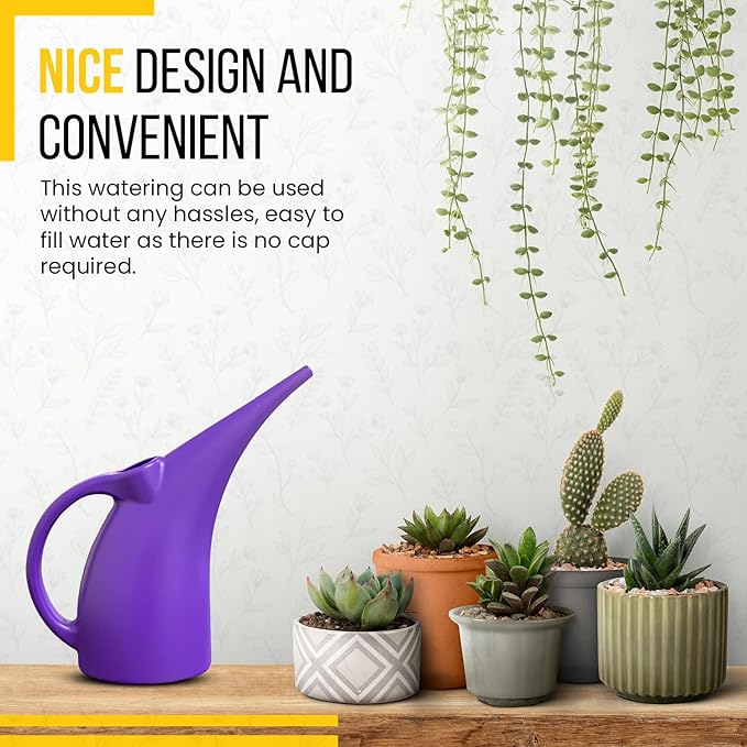 KP KOOL PRODUCTS Water Can 1/2 Gallon - Small Watering Can for Indoor Plants - Outdoor Water Can - Purple Plant Waterer - Plastic Watering Can for Garden