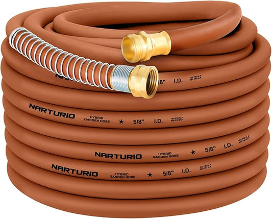 Heavy Duty Garden Hose 5/8" x 75ft, Flexible Lightweight Water Hose, Hybrid Rubber, NO Kink, 650 Burst PSI, Male to Female Fittings