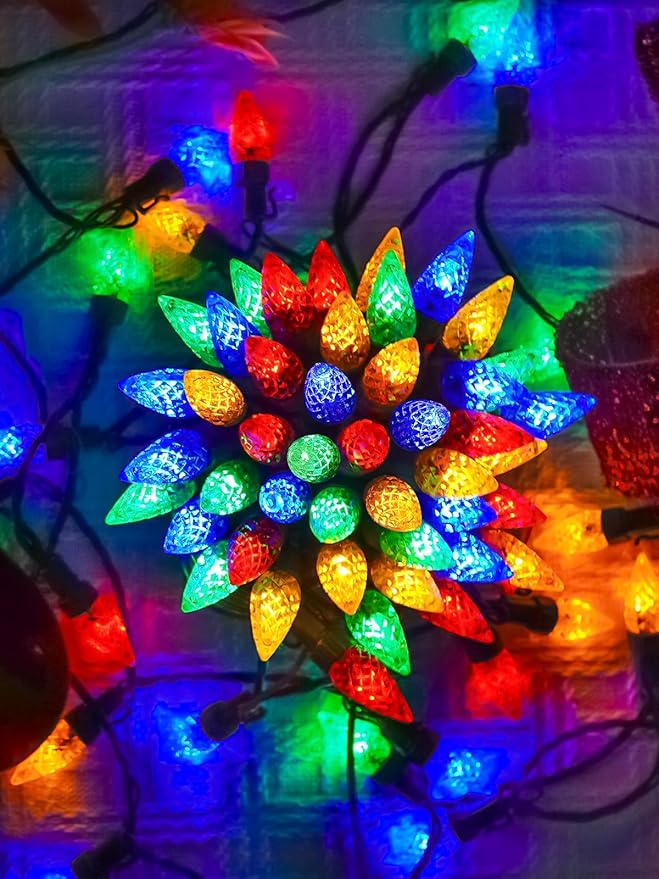 C6 Christmas Lights Outdoor Indoor, Total 100 LED 33 FT Connectable Christmas String Lights with Timer & 13 Modes, Waterproof Twinkle Light for Xmas Tree Party Porches Wedding Decorations (Multicolor)