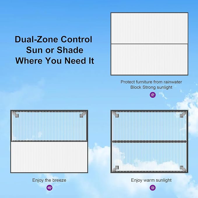 PURPLE LEAF Louvered Pergola 10' x 14' Outdoor Aluminum Pergola with Hidden Drainage System and Shade Screen Patio Hardtop Small Pergolas with Adjustable Roof for Patio Dining Side Yard Terrace Lounge