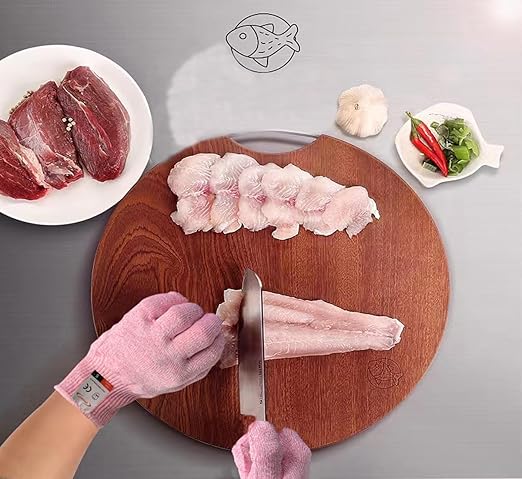 Cut Resistant Gloves, 1 Pairs of Food Grade Cut Resistant Gloves, Cutting Gloves for Kitchen, Oyster Shucking, Fish Fillet Processing, Carving Wood and Gardening(Small-Pink)