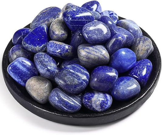 Polished Stone Set Lapis Lazuli Crystals, 0.8" Handpicked Tumbled Gemstones Rocks, Pebbles for Reiki, Chakra, Healing, Home Decor