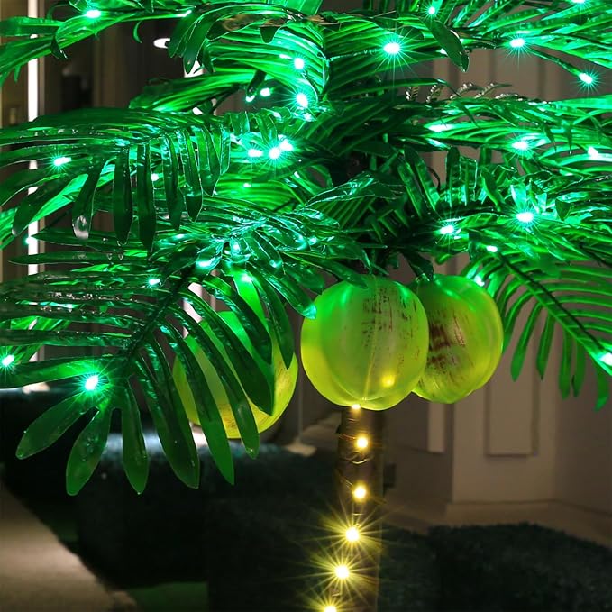 5ft Lighted Palm Tree 136 LED Lights with Glowing Coconuts - Dimmable, UL Certified, Waterproof - Ideal for Indoor and Outdoor Decoration