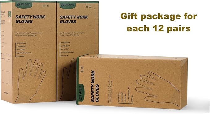 Safety Work Gloves PU Coated-12 Pairs,Red Seamless Knit Glove with Polyurethane Coated Smooth Grip on Palm & Fingers, for Men and Women, Ideal for General Duty Work (Medium)