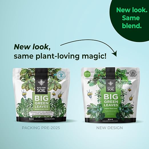 Big Green Leaves Indoor Plant Food - House Plant Fertilizer - Fast Acting Minerals +Superfood Sea Kelp | 4X More Concentrated Than Liquid Plant Food (1LB)