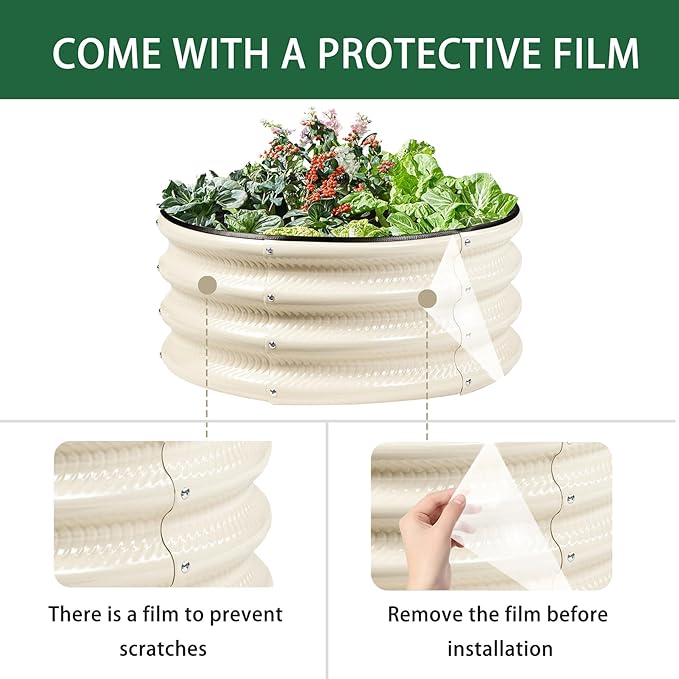 2 Pcs 2x2X1 FT Round Galvanized Raised Garden Bed Kit, Black Outdoor Planter Garden Bed, Metal Raised Box for Vegetables, Fruits, Flowers & Herbs