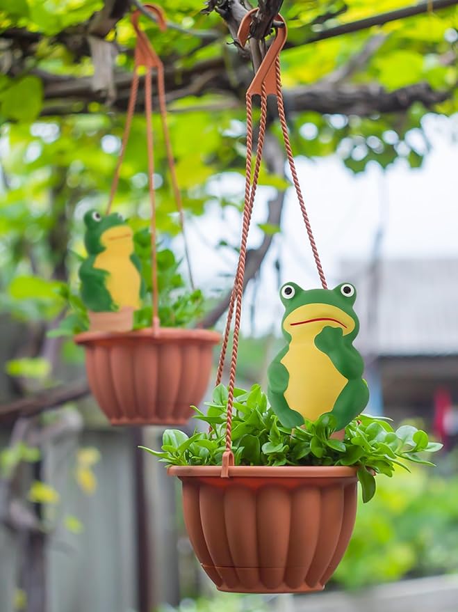 4Pcs Plant Watering Globes, Kalolary Frog Shape Self Watering Spikes Terracotta Drip Water Stakes Irrigation Watering Bulbs for Pot, Indoor, Outdoor, Vacation（Frog B）