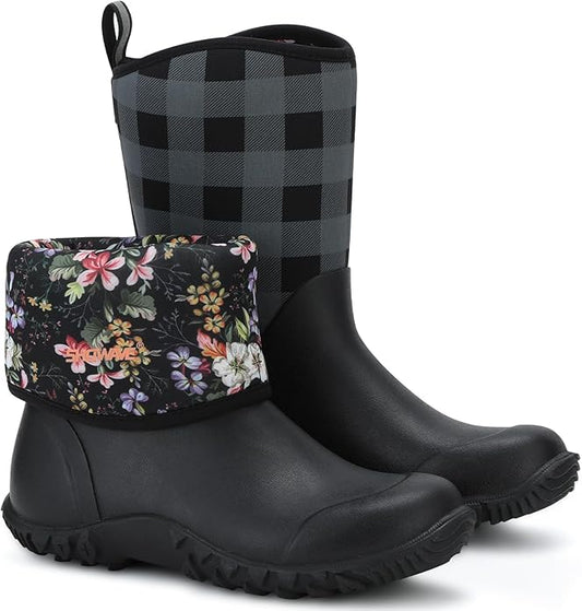 Showave Women’s Garden Boots Rubber Rain Boots For Women Waterproof Mud Boot Gardening Yard Boot For Farming Working Outdoor