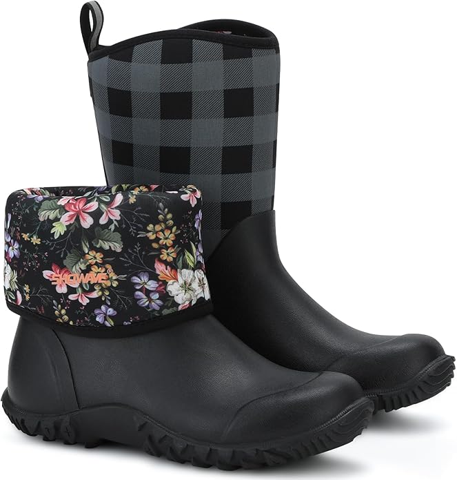 Showave Women’s Garden Boots Rubber Rain Boots For Women Waterproof Mud Boot Gardening Yard Boot For Farming Working Outdoor