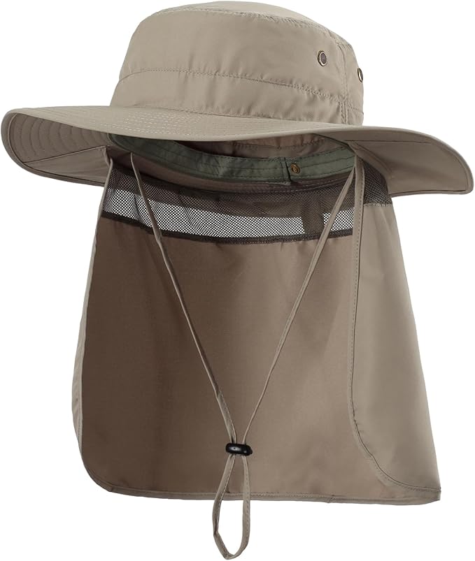 Home Prefer UPF50 Mens Sun Hat with Neck Flap Quick Dry UV Protection Cap Womens Wide Brim Fishing Hat Neck Flap Beach Garden